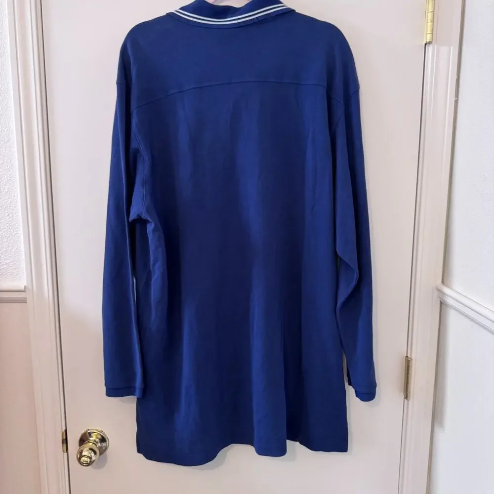 Gucci Oversized Cotton Pique Polo Shirt Blue Long Sleeve M NWT Italy